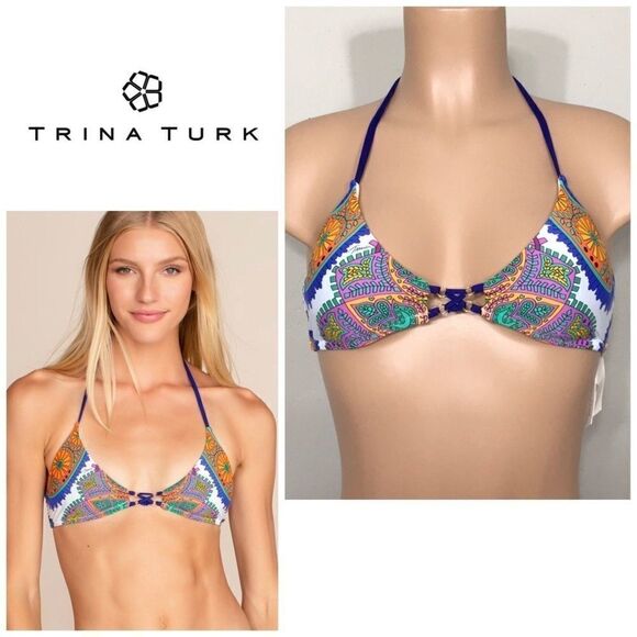 Trina Turk paisley triangle bikini top. NWT - Picture 1 of 7